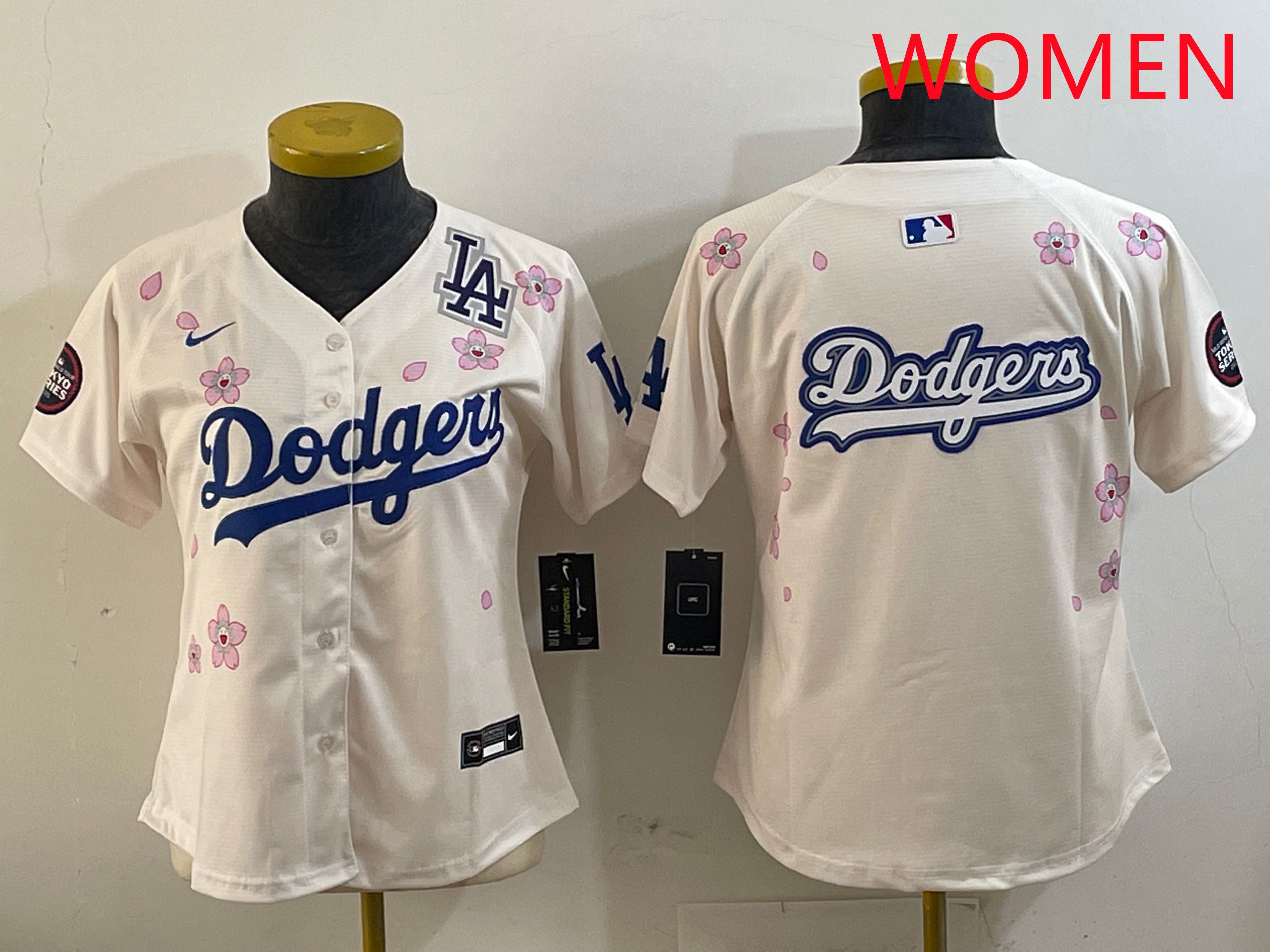 Women Los Angeles Dodgers Blank Cream Sakura Edition 2025 Nike MLB Jersey style 16